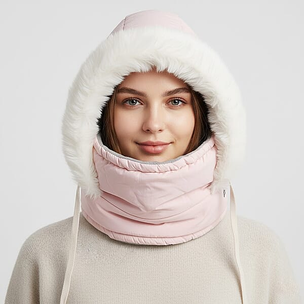 Shop Lc Tamsy Pink Winter Hat With Face Mask