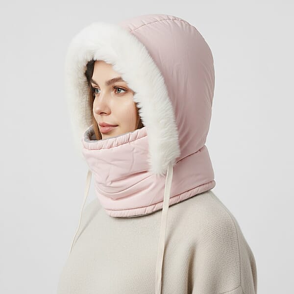 Shop Lc Tamsy Pink Winter Hat With Face Mask