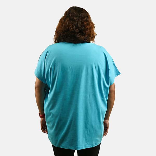 Shop Lc Teal Mandala Oversized Shirt-S