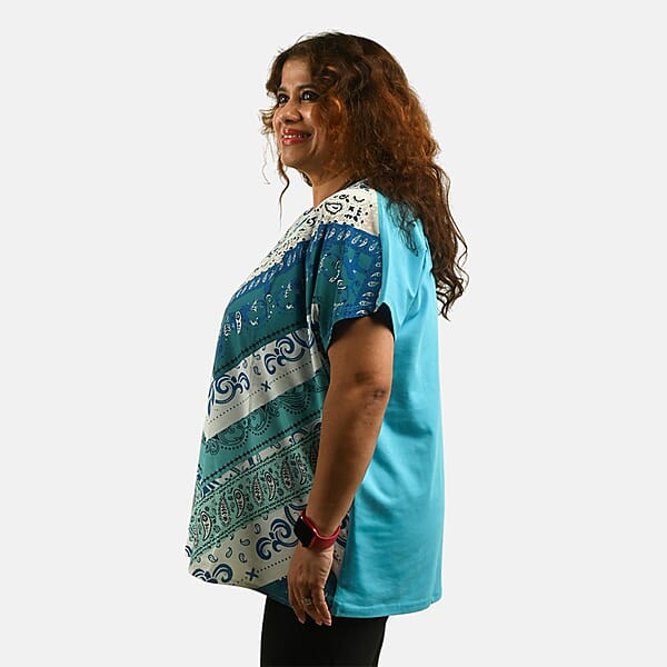Shop Lc Teal Mandala Oversized Shirt-S