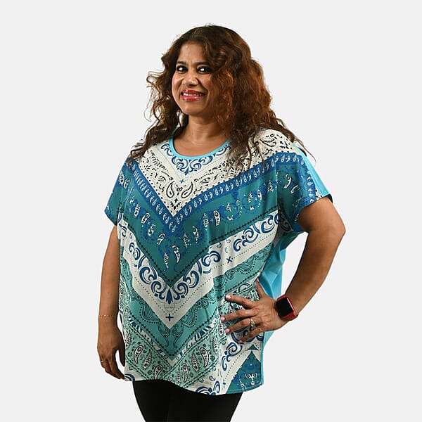 Shop Lc Teal Mandala Oversized Shirt-S