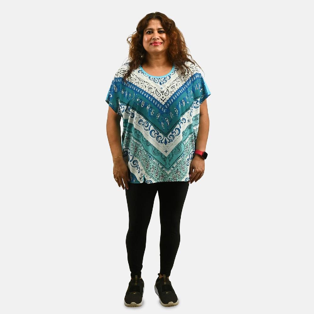 shop lc Teal Mandala Oversized Shirt-S