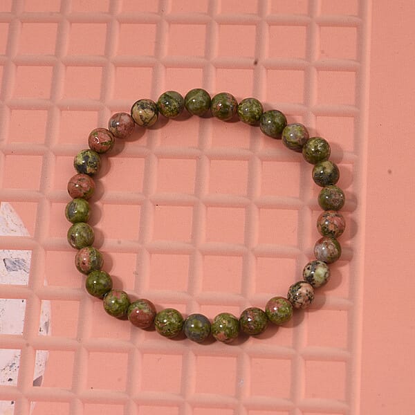 Shop Lc Unakite Beaded Stretch Bracelet 60.00 Ctw