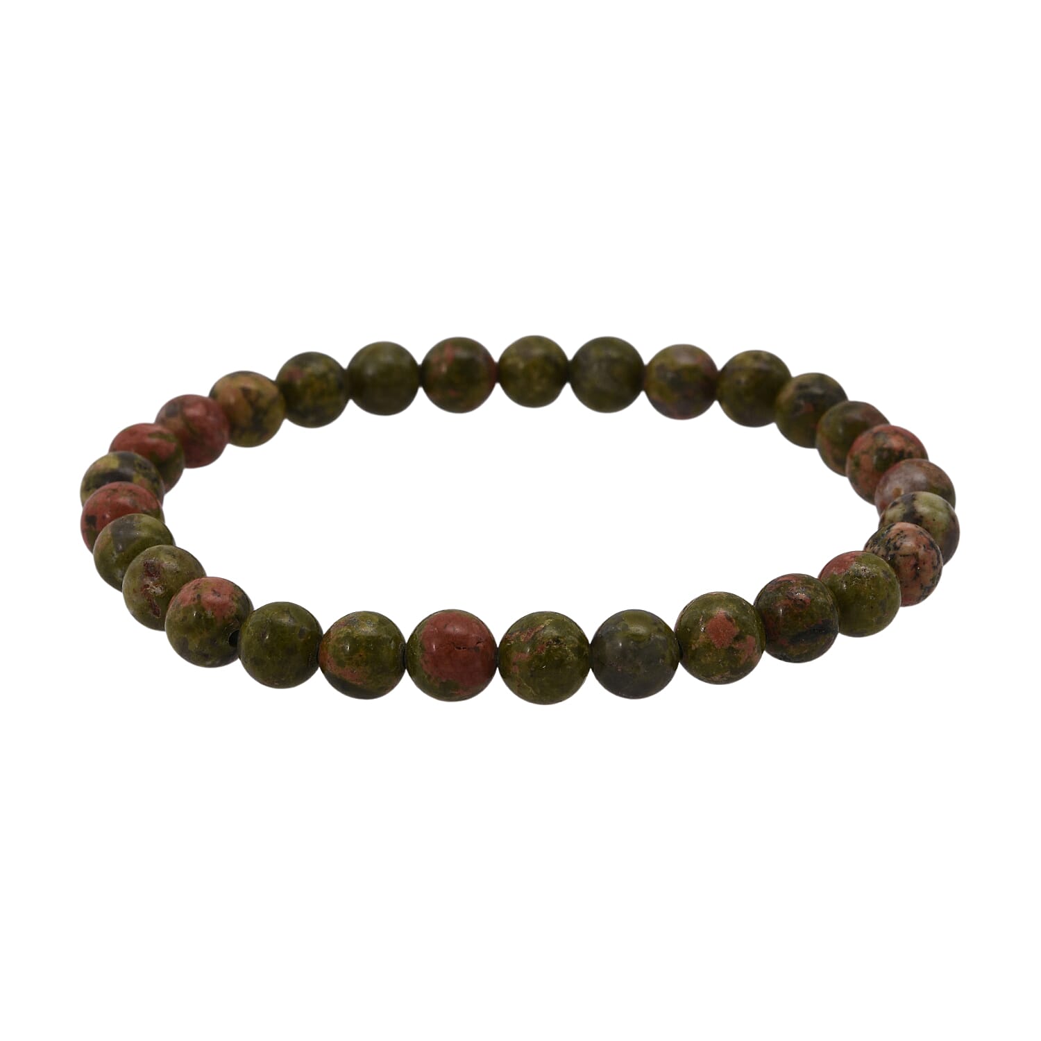 shop lc Unakite Beaded Stretch Bracelet 60.00 ctw