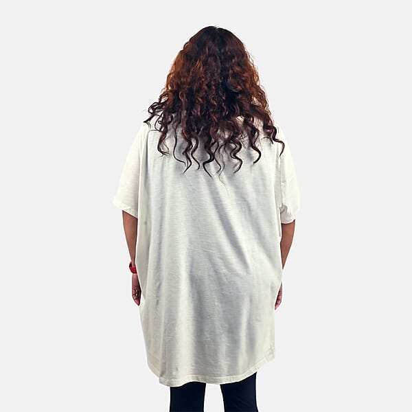 Shop Lc White Floral Quote Oversized Shirt-S