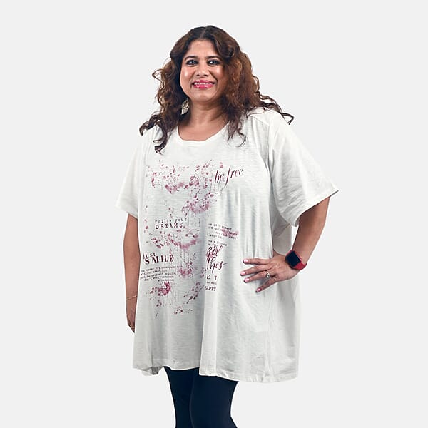 Shop Lc White Floral Quote Oversized Shirt-S