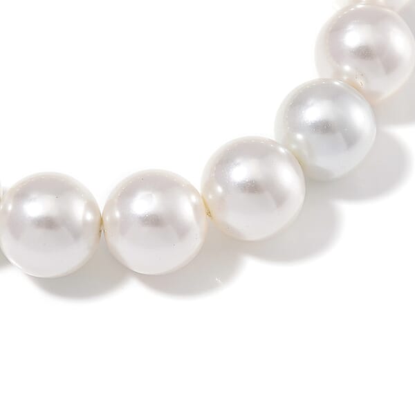 Shop Lc White Shell Pearl 12mm Stretch Bracelet