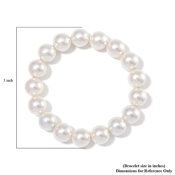 Shop Lc White Shell Pearl 12mm Stretch Bracelet