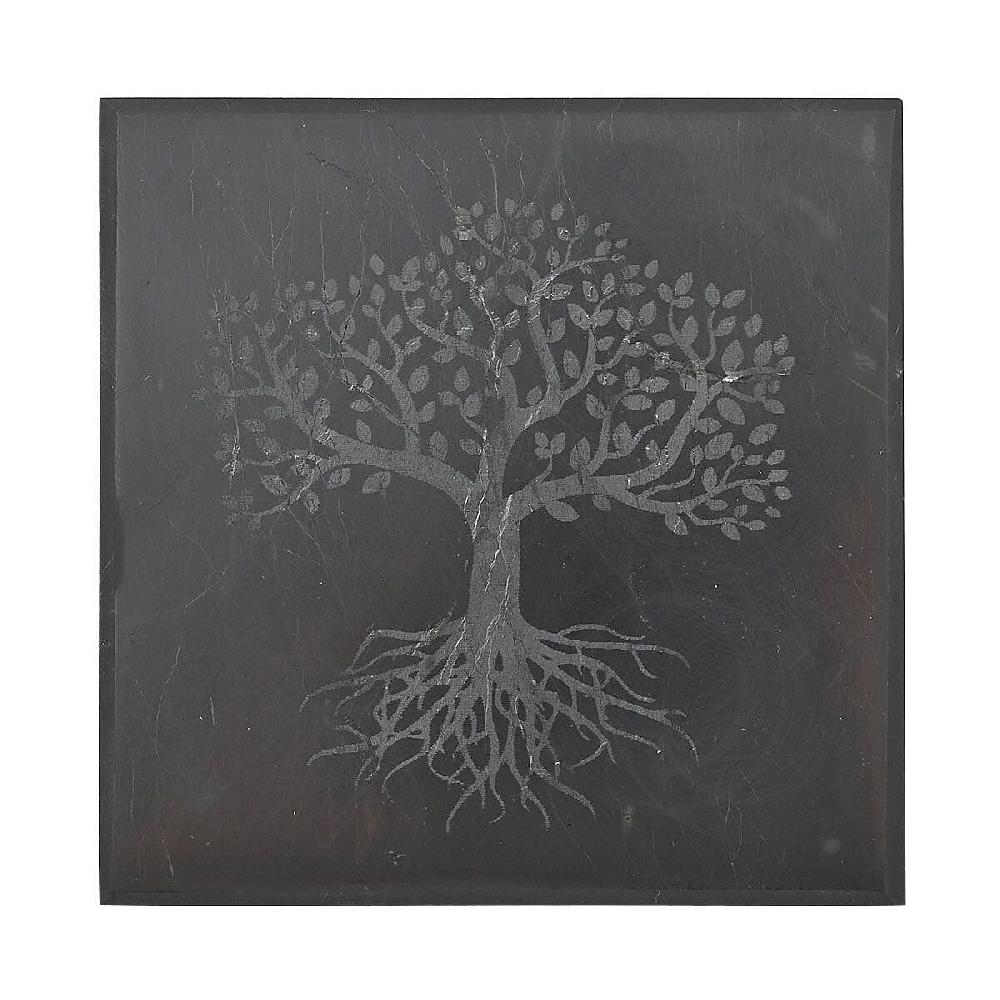 shop lc Shungite 1484.00ctw Square Tile Tree of Life Engraved Shungite Stone Shungite Plate For Phone Shungite Phone Plate