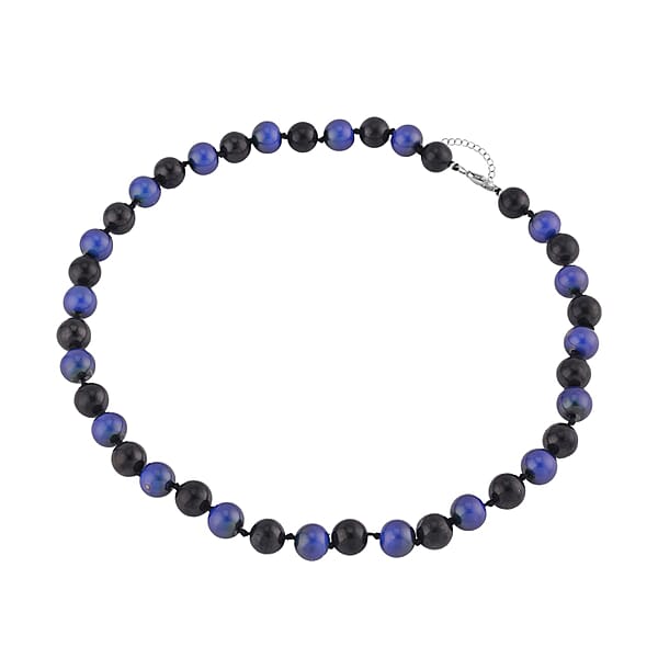 Shop Lc Shungite And Color Change Hematite 368.00 Ctw Beaded Necklace In Rhodium Over Sterling Silver 18-20 Inches