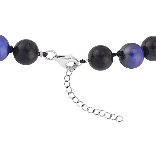 Shop Lc Shungite And Color Change Hematite 368.00 Ctw Beaded Necklace In Rhodium Over Sterling Silver 18-20 Inches