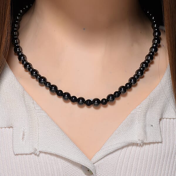 Shop Lc Shungite And Hematite 370.00 Ctw Beaded Fancy Necklace In Silvertone 20 Inches