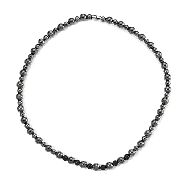Shop Lc Shungite And Hematite 370.00 Ctw Beaded Fancy Necklace In Silvertone 20 Inches