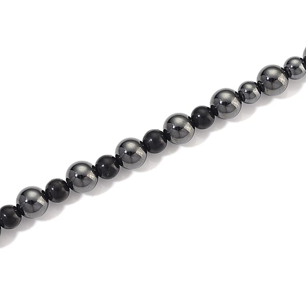 Shop Lc Shungite And Hematite 370.00 Ctw Beaded Fancy Necklace In Silvertone 20 Inches