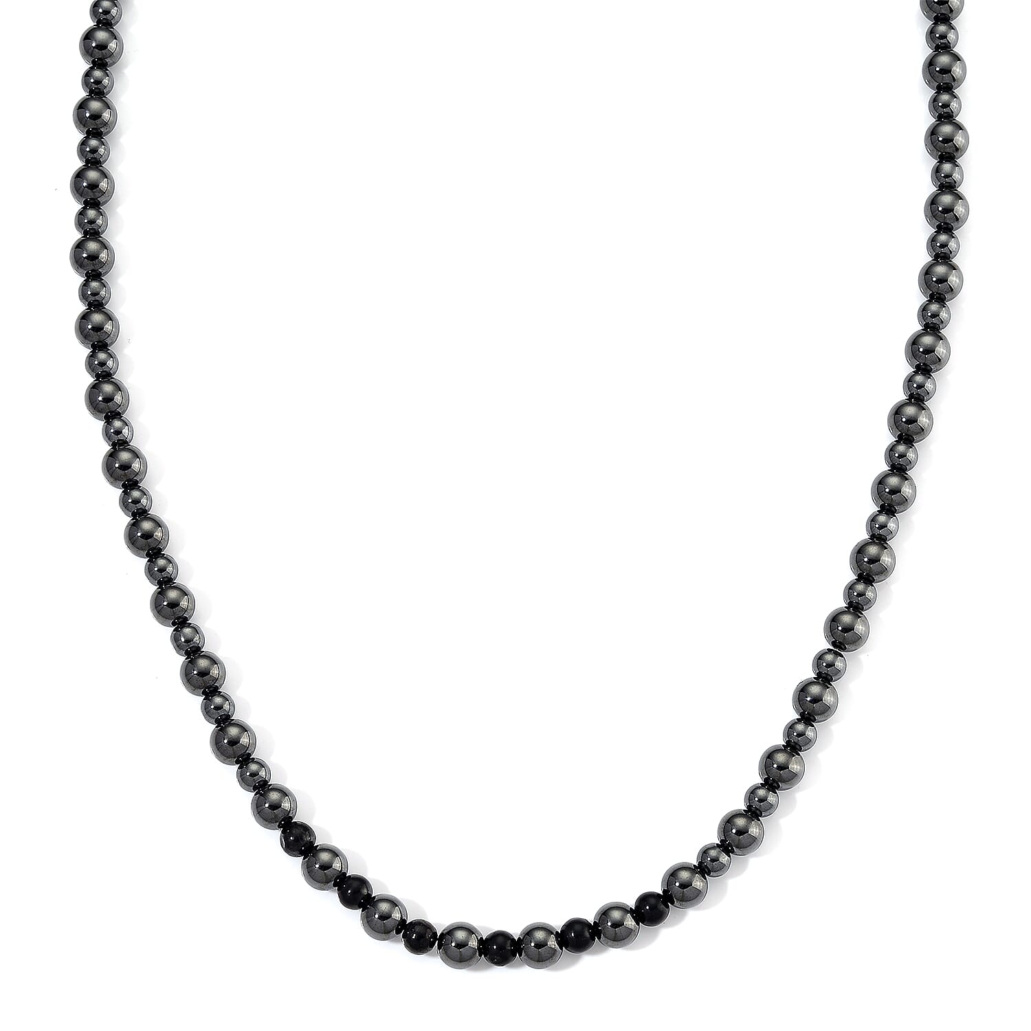 shop lc Shungite and Hematite 370.00 ctw Beaded Fancy Necklace in Silvertone 20 Inches