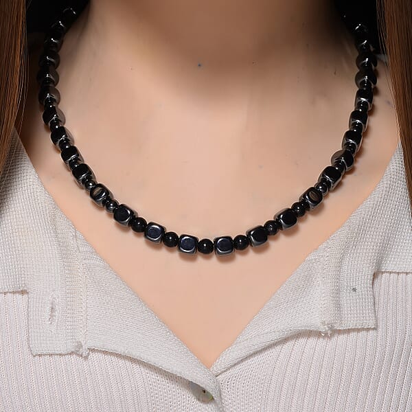 Shop Lc Shungite And Hematite 448.00 Ctw Beaded Necklace In Silvertone 20 Inches
