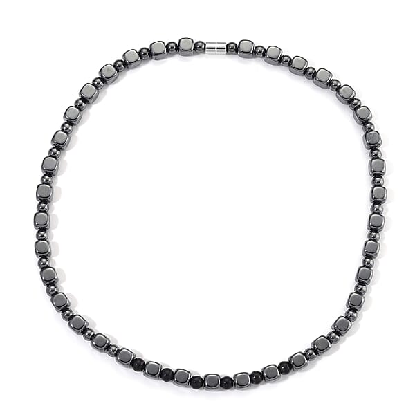 Shop Lc Shungite And Hematite 448.00 Ctw Beaded Necklace In Silvertone 20 Inches