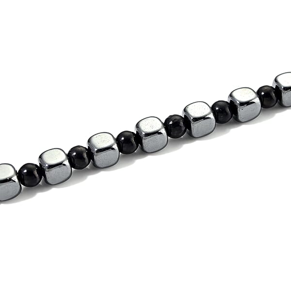 Shop Lc Shungite And Hematite 448.00 Ctw Beaded Necklace In Silvertone 20 Inches