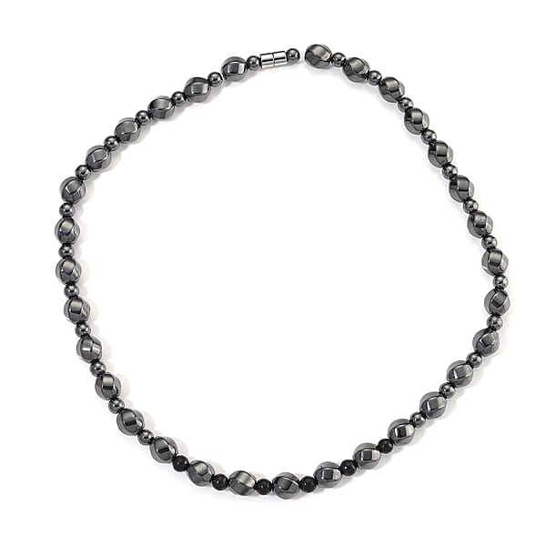 Shop Lc Shungite And Hematite 480.00 Ctw Beaded Carved Necklace In Silvertone 20 Inches