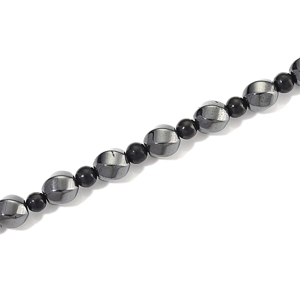 Shop Lc Shungite And Hematite 480.00 Ctw Beaded Carved Necklace In Silvertone 20 Inches
