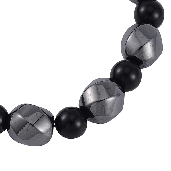 Shop Lc Shungite And Magnetic Hematite 50.10 Ctw Beaded Stretch Bracelet