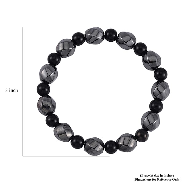 Shop Lc Shungite And Magnetic Hematite 50.10 Ctw Beaded Stretch Bracelet