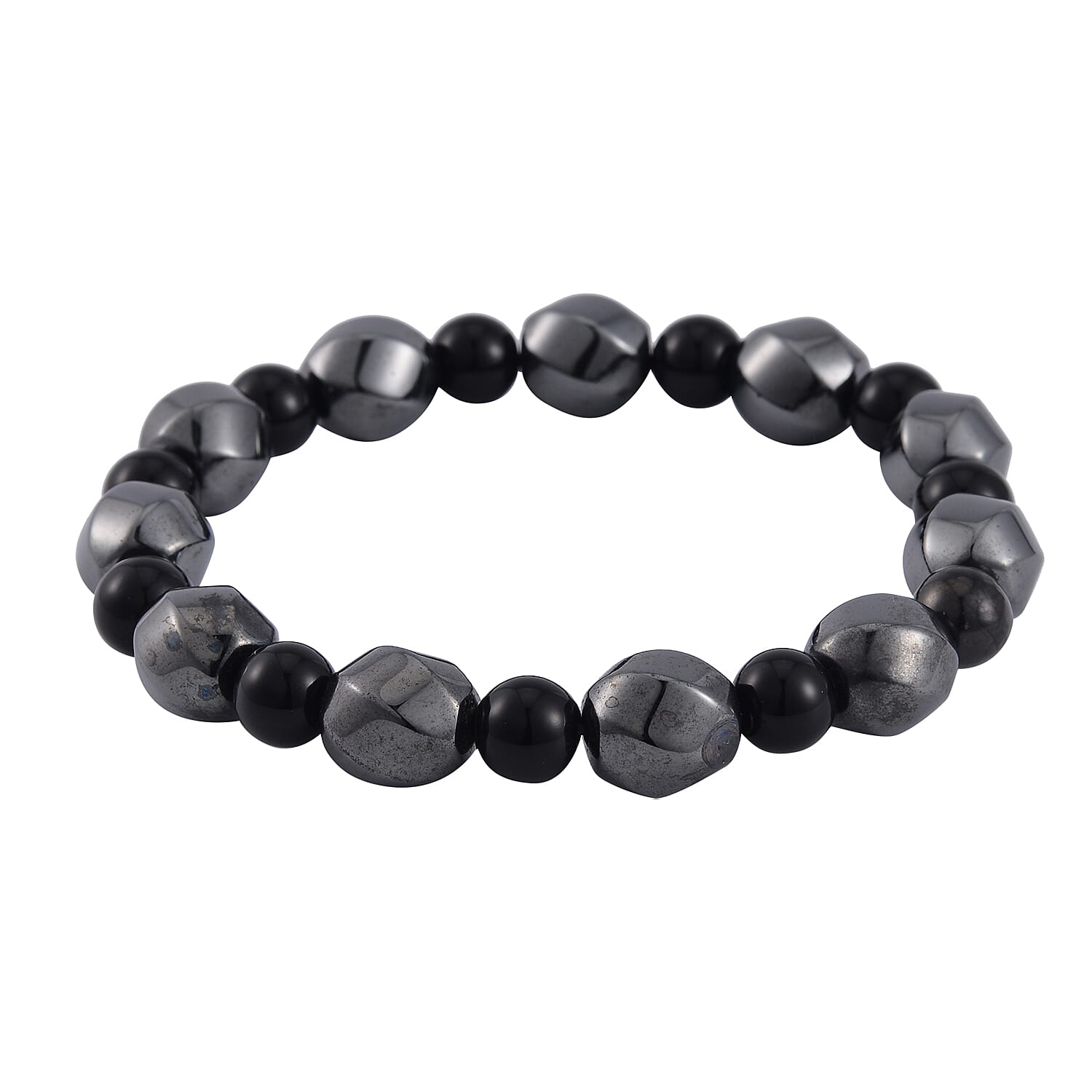 shop lc Shungite and Magnetic Hematite 50.10 ctw Beaded Stretch Bracelet