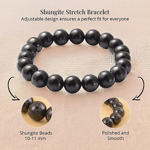 Shop Lc Shungite Beaded Stretch Bracelet 128.00 Ctw
