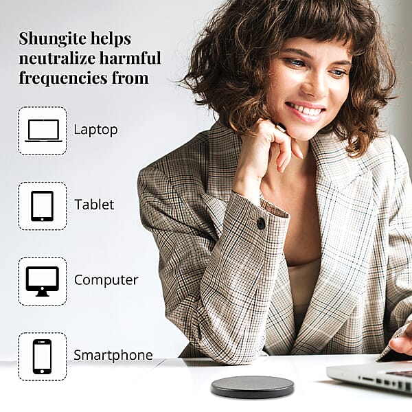 Shop Lc Shungite Plain Round Cellphone Large Tile Decorative Black Mineral Tile For Mobile Phones 1.25 Approx. 35ctw