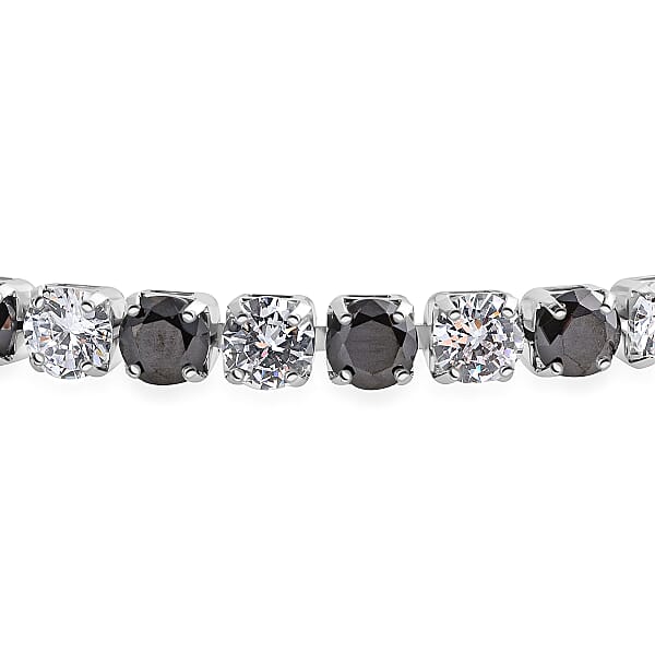 Shop Lc Simulated Black And White Diamond Tennis Bracelet In Silvertone (8.00 In)