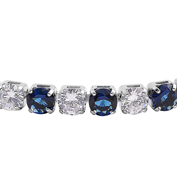 Shop Lc Simulated Blue And White Diamond Tennis Bracelet In Silvertone (8.00 In)