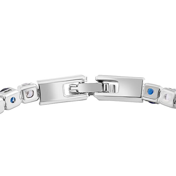 Shop Lc Simulated Blue And White Diamond Tennis Bracelet In Silvertone (8.00 In)