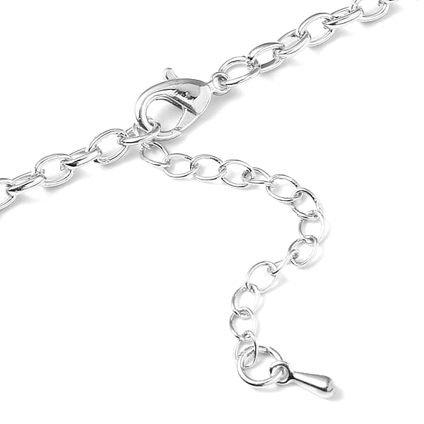 Shop Lc Simulated Blue Quartz And Mystic White Austrian Crystal Heart Necklace In Silvertone 20-22 Inches