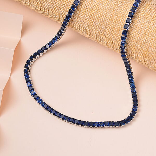 Shop Lc Simulated Blue Sapphire Bolo Necklace In Silvertone 16-28 Inches