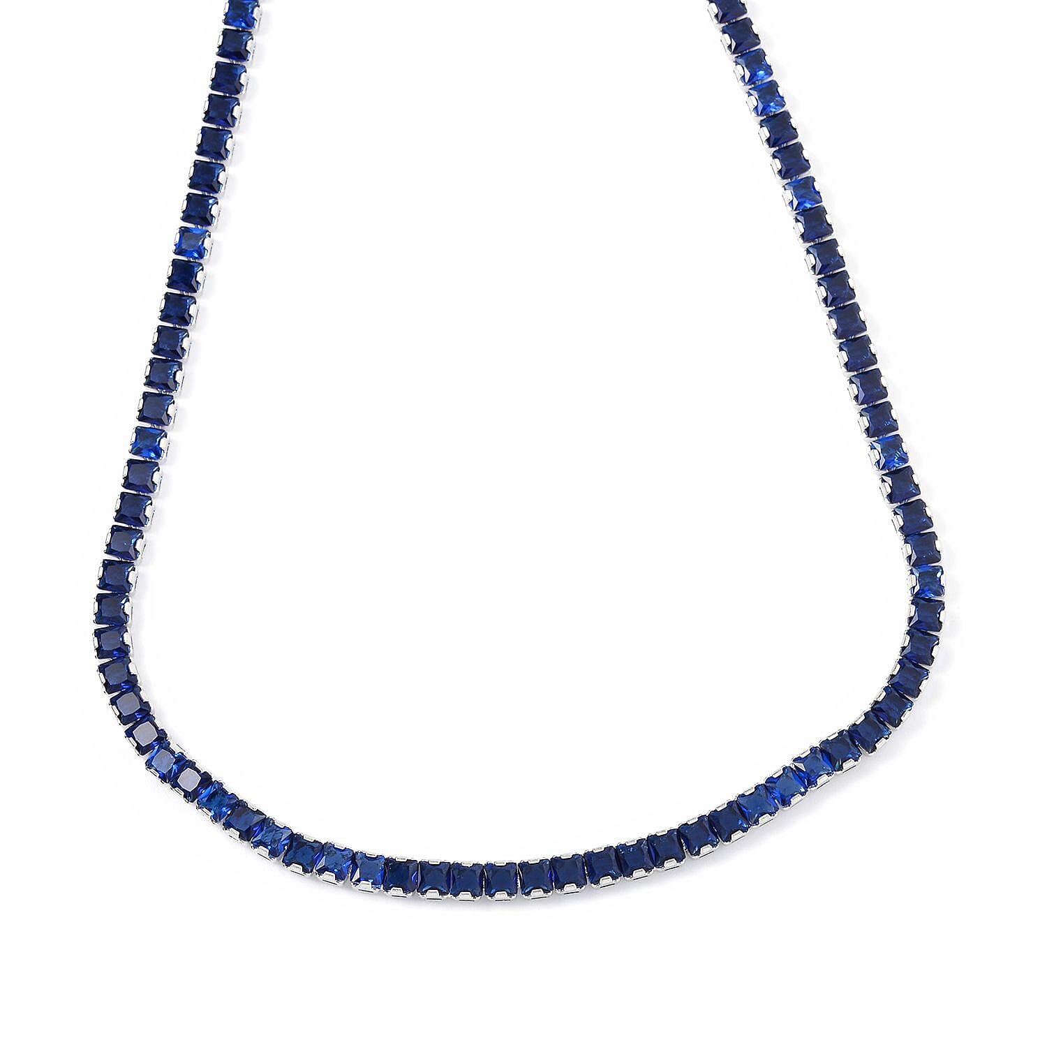 shop lc Simulated Blue Sapphire Bolo Necklace in Silvertone 16-28 Inches