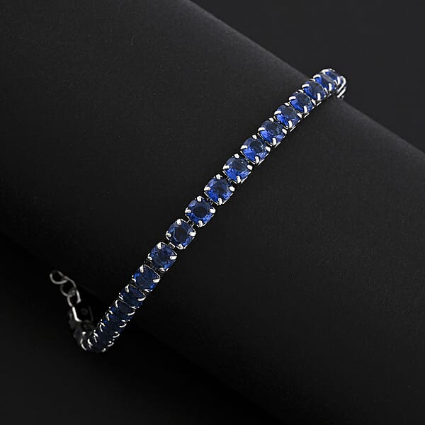 Shop Lc Simulated Ceylon Blue Sapphire Bracelet In Silvertone (7.50 In) 9.65 Ctw