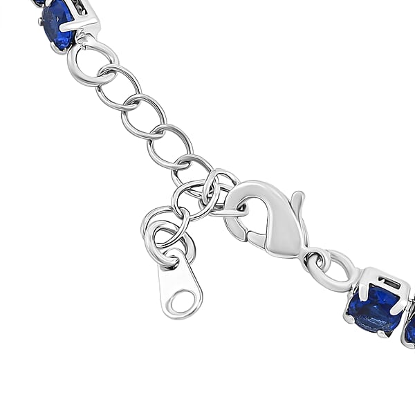 Shop Lc Simulated Ceylon Blue Sapphire Bracelet In Silvertone (7.50 In) 9.65 Ctw