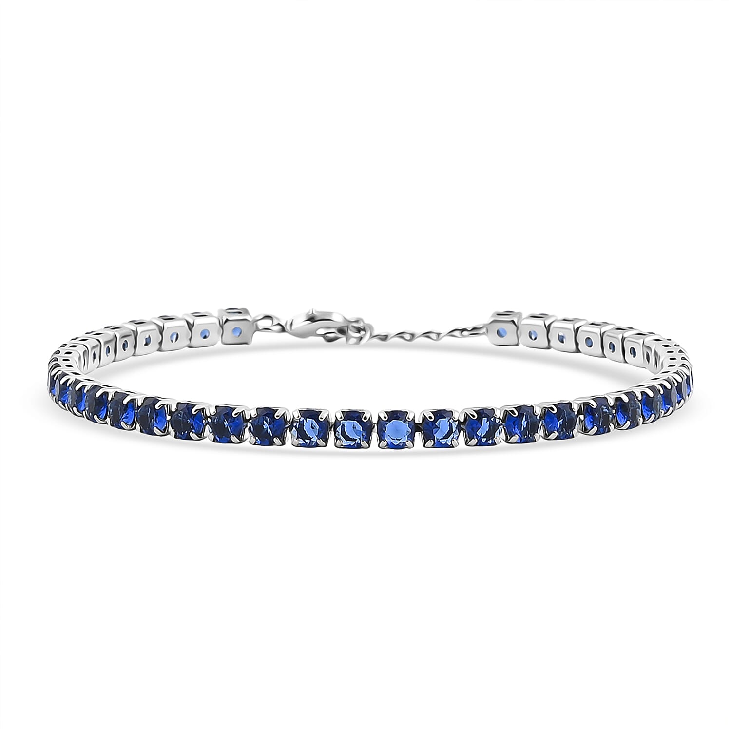 shop lc Simulated Ceylon Blue Sapphire Bracelet in Silvertone (7.50 In) 9.65 ctw