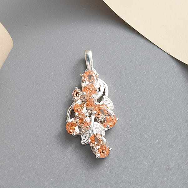 Shop Lc Simulated Champagne Color Diamond Pendant Without Chain In Sterling Silver
