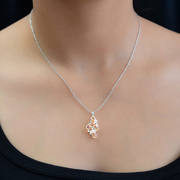 Shop Lc Simulated Champagne Color Diamond Pendant Without Chain In Sterling Silver