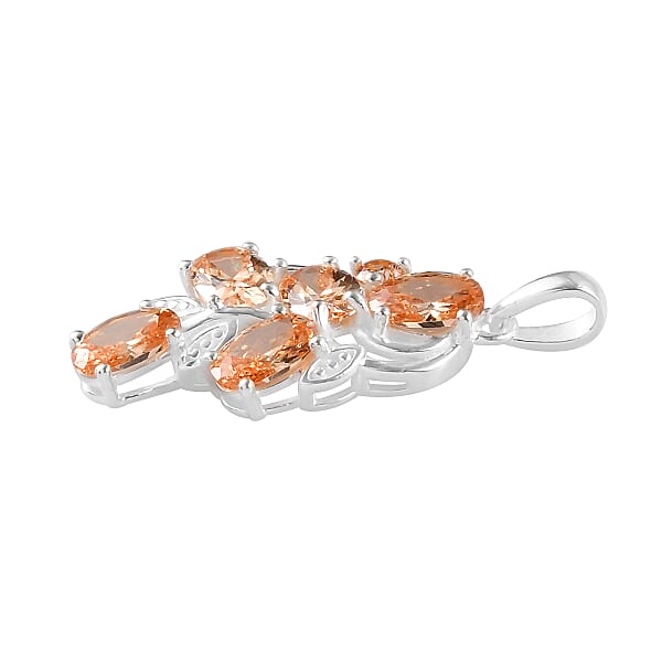 Shop Lc Simulated Champagne Color Diamond Pendant Without Chain In Sterling Silver