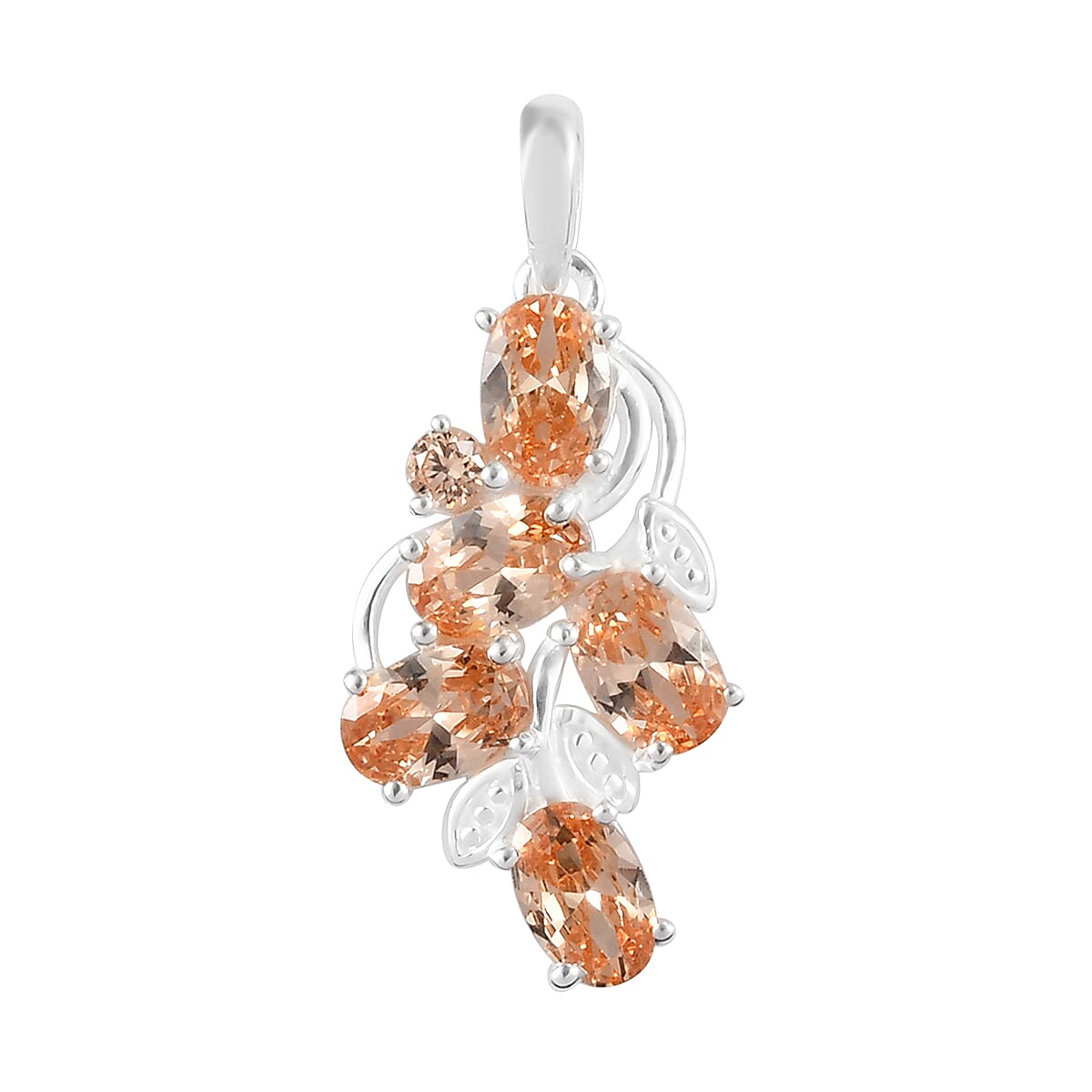 shop lc Simulated Champagne Color Diamond Pendant without Chain in Sterling Silver