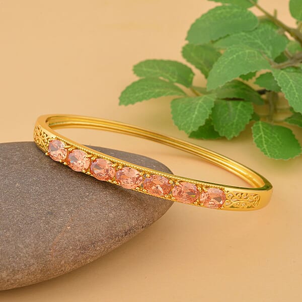 Shop Lc Simulated Champagne Diamond Bangle Bracelet In Goldtone (7.25 In) 13.75 Ctw