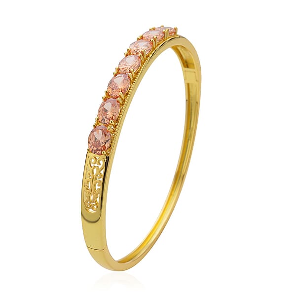 Shop Lc Simulated Champagne Diamond Bangle Bracelet In Goldtone (7.25 In) 13.75 Ctw