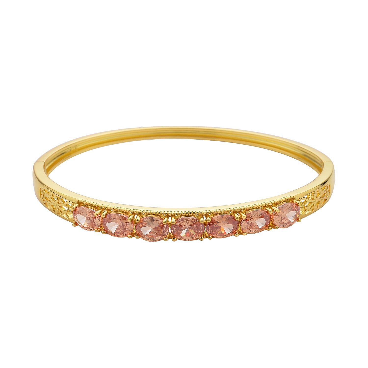 shop lc Simulated Champagne Diamond Bangle Bracelet in Goldtone (7.25 In) 13.75 ctw