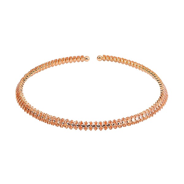 Shop Lc Simulated Champagne Diamond Choker Necklace 15-16 Inches In Goldtone 35.00 Ctw
