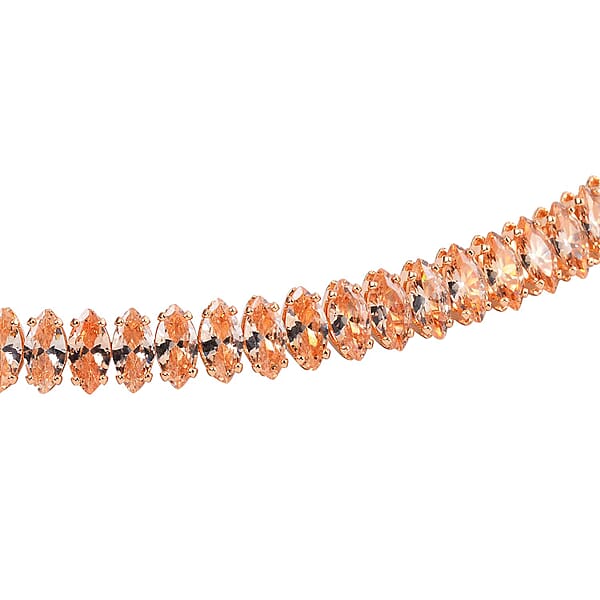 Shop Lc Simulated Champagne Diamond Choker Necklace 15-16 Inches In Goldtone 35.00 Ctw
