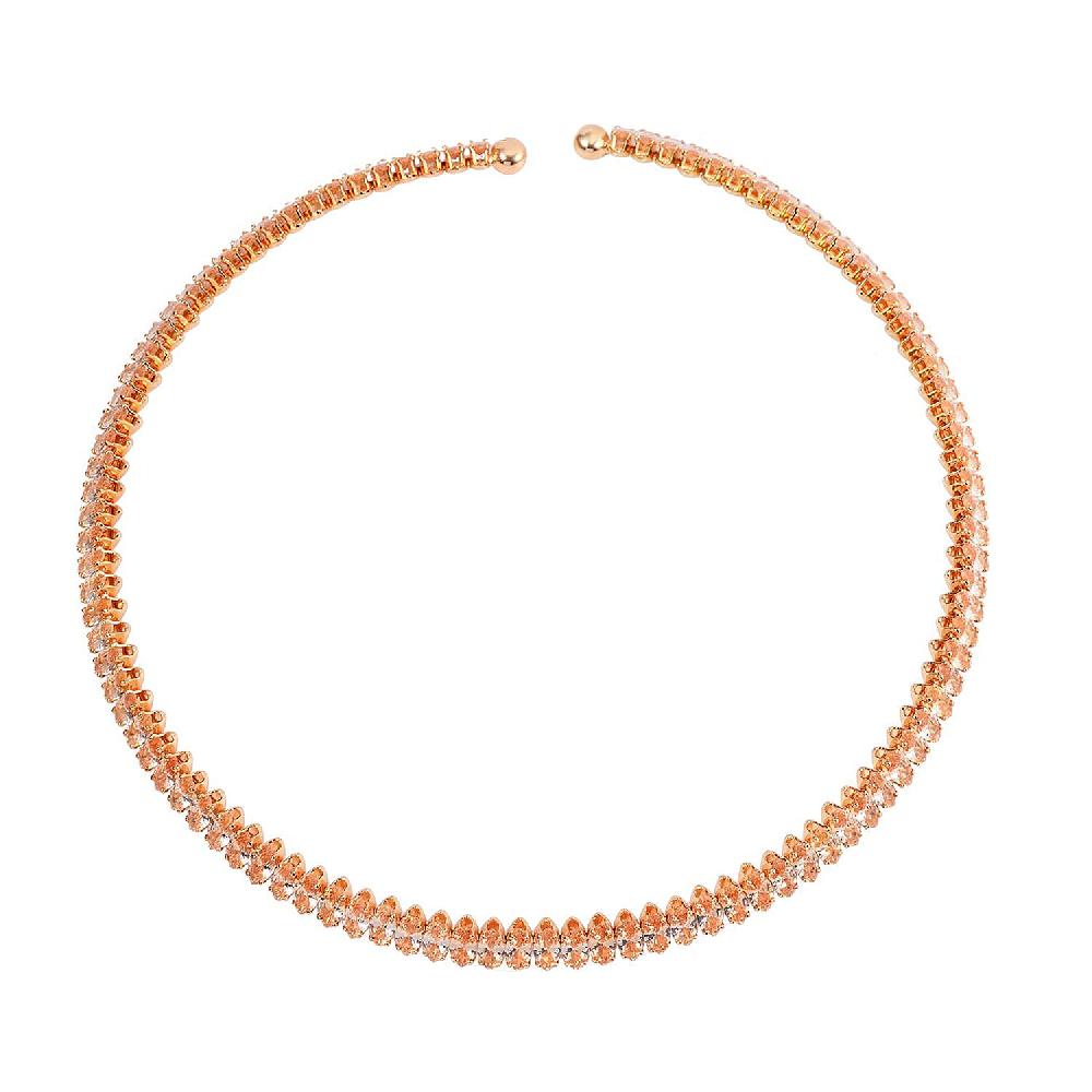 shop lc Simulated Champagne Diamond Choker Necklace 15-16 Inches in Goldtone 35.00 ctw