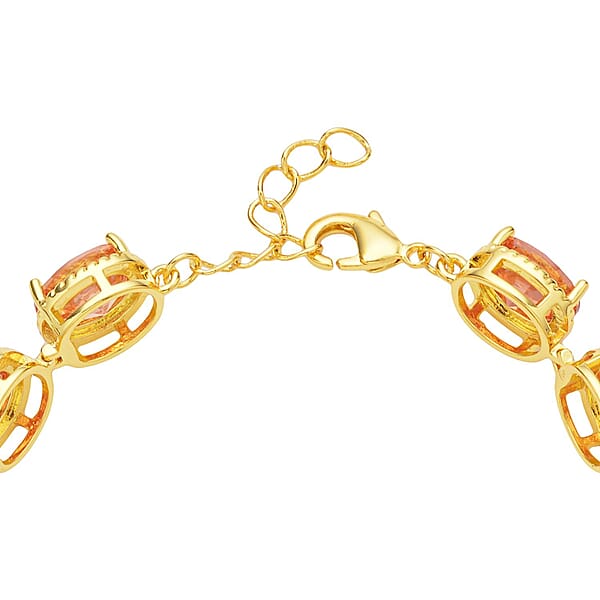 Shop Lc Simulated Champagne Diamond Link Bracelet In Goldtone (7.0-8.0In)