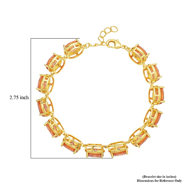 Shop Lc Simulated Champagne Diamond Link Bracelet In Goldtone (7.0-8.0In)